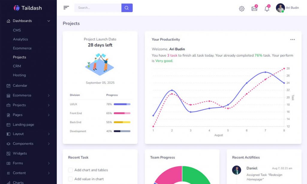 tailwind template project