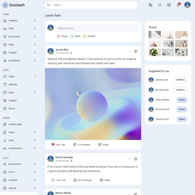 material design feed
