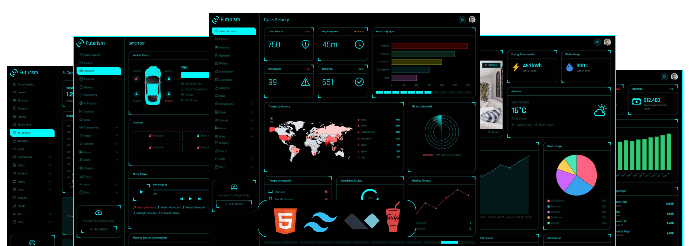 tailwind dashboard futuristic Sci-Fi