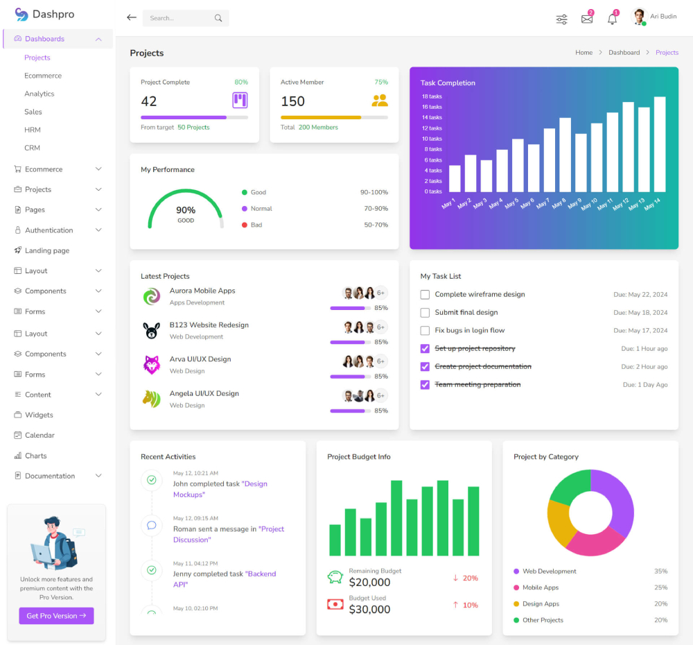 Dashpro – Flat Minimal Tailwind Admin Template